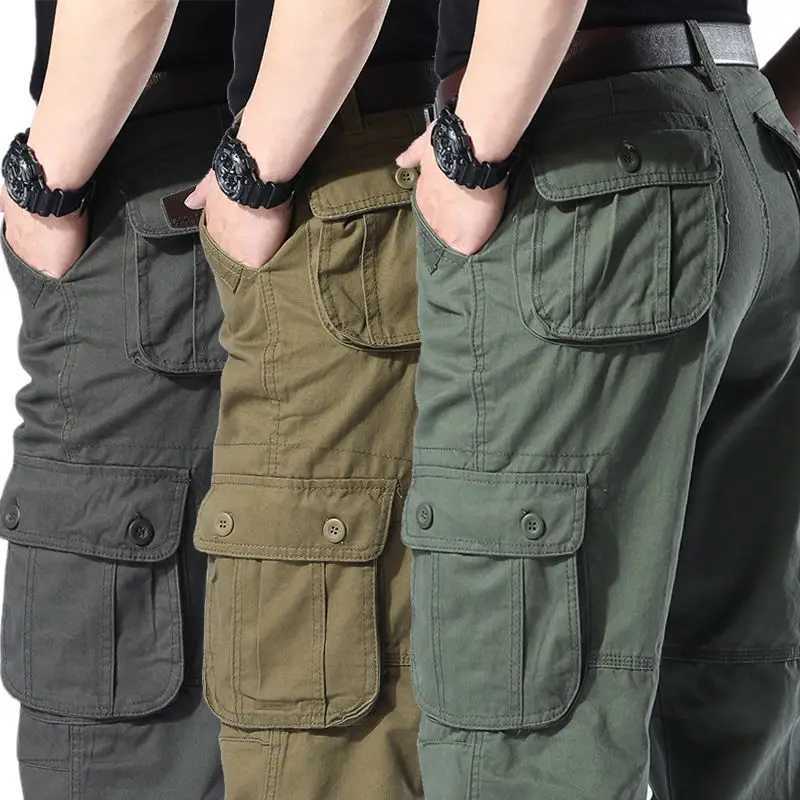 Mens Camo Pants Tactical Cargo Trousers Pure Cotton Overalls Camouflage Loose Work Wear Sports Climbing Sweatpants Heavy Weight LX241107