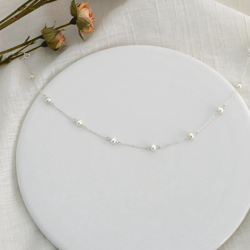 ASHIQI 925 Sterling Silver Anklet Natural Pearl Chain Bohemian Vintage Footwear Leg Bracelets Female Foot Jewelry 240408