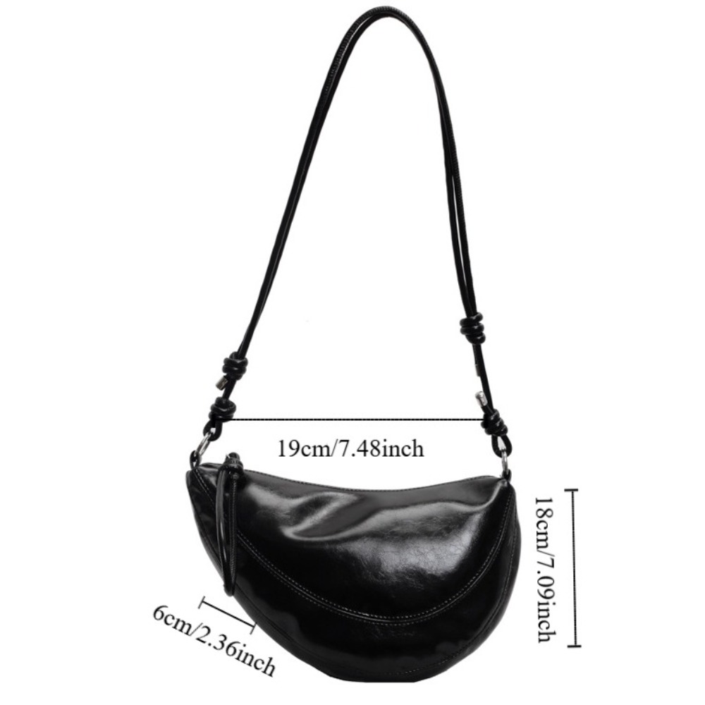 Elegant Korean Style Cow Horn Pu Bag Zipper Single Shoulder Half Moon Bag Luxury Dumpling Bag Travel