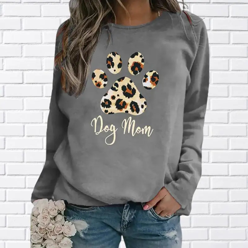 Autumn Long Sleeve T Shirt For Women dog tracks Print Female Oversized Clothing Street Casual Crew Neck Womens Tshirt Pullover 241108