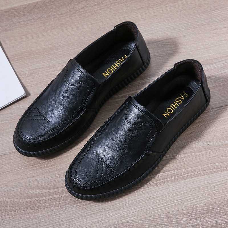 New Fashion Bean Shoes Mens Spring and Autumn Fashion Leather Casual Shoes Board Shoes British Mens Low Top Business Leather Shoes