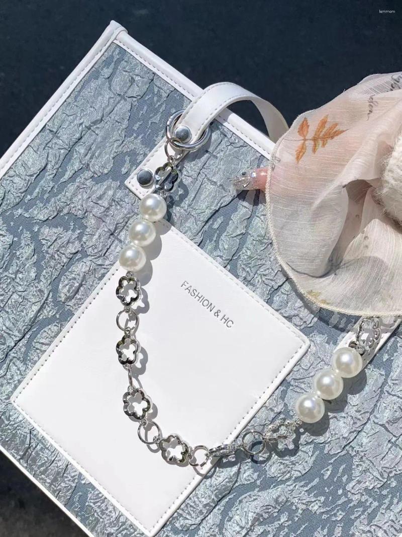 Evening Bags Fashion Design Pearl Beaded Ladies Shoulder Bag Sweet Cute Printed Women's Square Tote Shopping Pu Leather Female Handbags