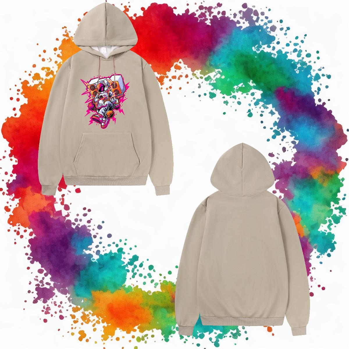 Custom Hoodie Men Hooded Collar Long Sleeve Loose Men Clothes Hoodie Cartoon Print Tops Casual Cotton 350g