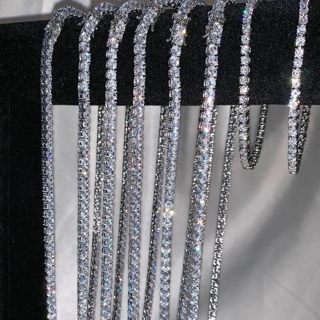Jewelry Pass Tester Women's Necklace Pure Sier Hip Hop VVS Moissanite Men's Tennis Chain
