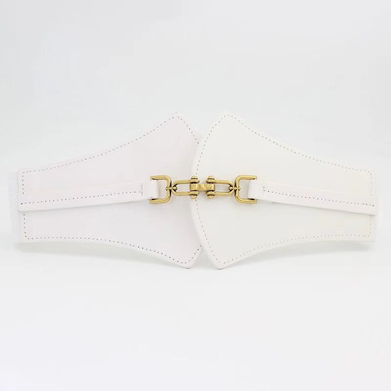 The new women's belt casual simple decorative buckle belt elastic elastic imitation leather wide waistband with coat spot