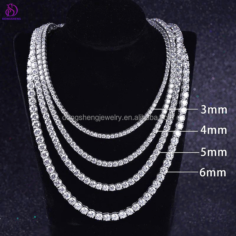 Hip Hop Dia Jewelry 4mm 5mm 6mm Necklace Sier/10k/14k/ Vvs Moissanite Tennis chain