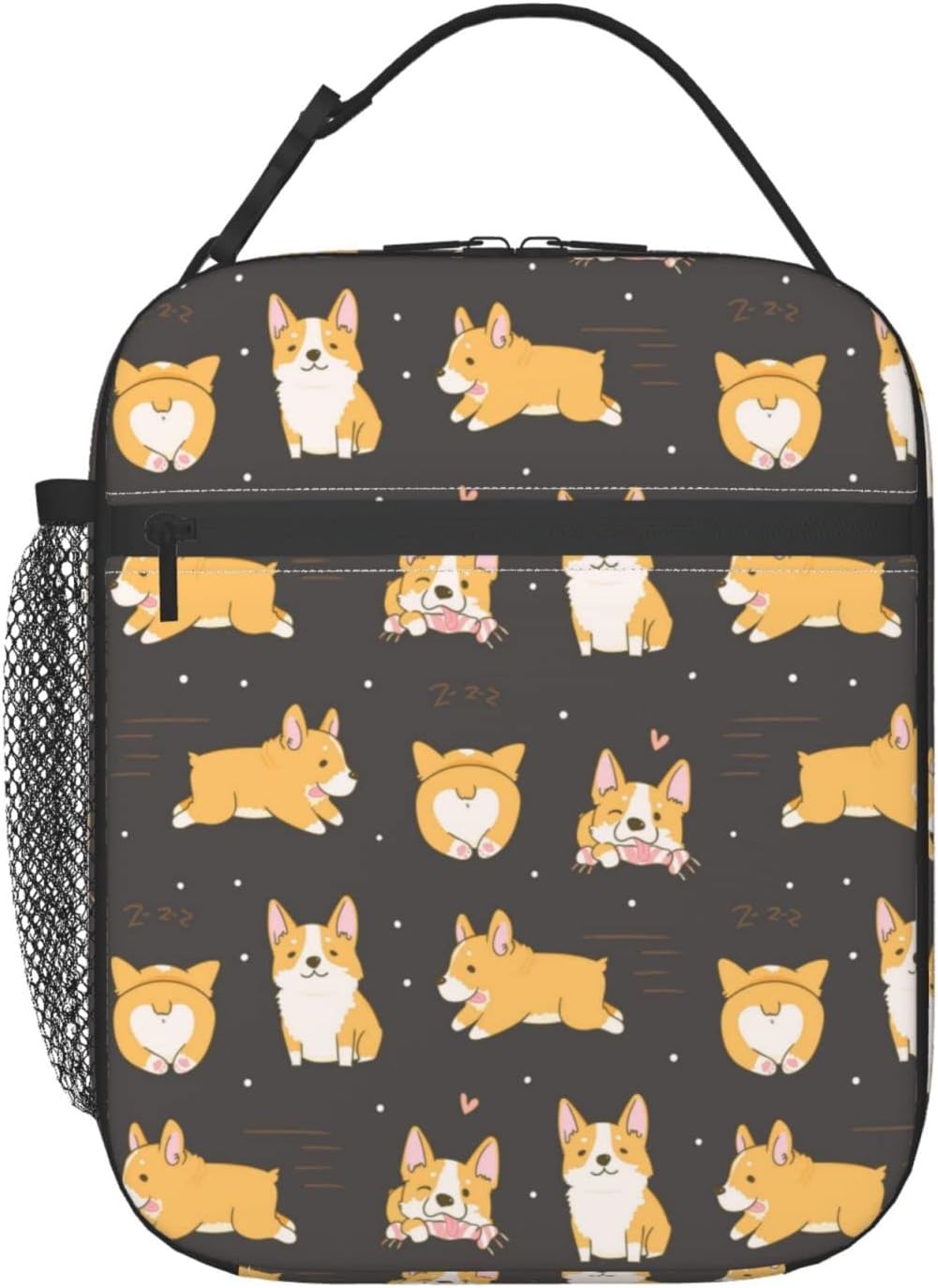 Lunch Bag Dog Animal Insulated Box Reusable with Side Pocket for Kids Boy Girl Work School Picnic Hiking