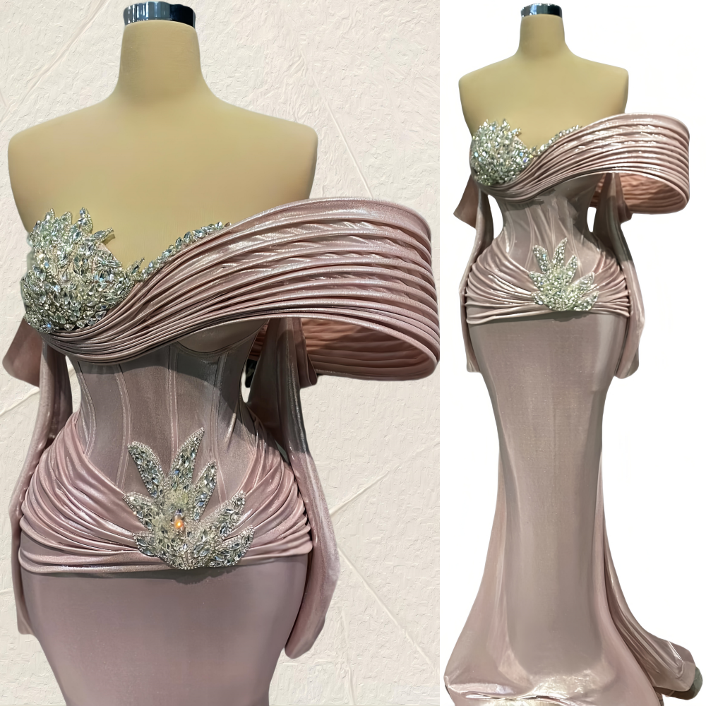 2024 Plus Size Pink Prom Dresses For Special Occasions Rhinestones Satin Stylish Evening Party Birthday Gowns Dress For Women Vestidos de novia