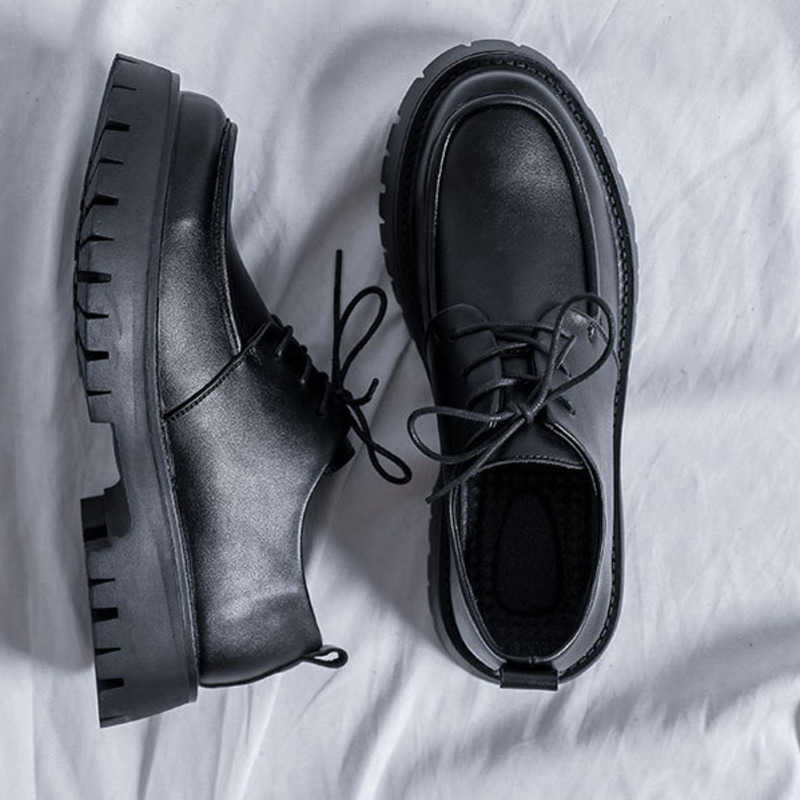 Men Dress Shoes New Big Head Leather Shoes For Mens Trendy Thick Bottom British Youth Height Casual Mens Shoes 241009