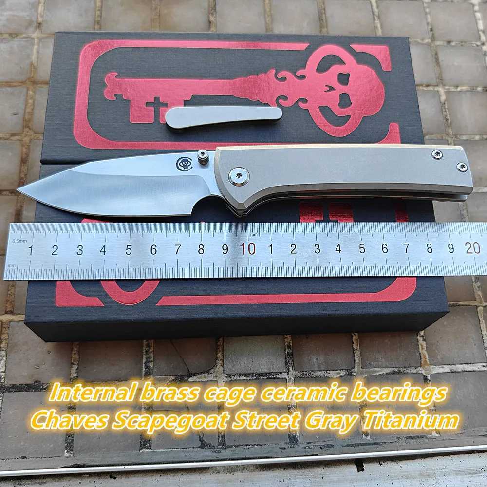 JUFULE New Chaves Scapegoat Street Ceramic Bearing Titanium Mark M390 Survival EDC Tool Camp Hunting Outdoor Tactical Folding Knife X2411081