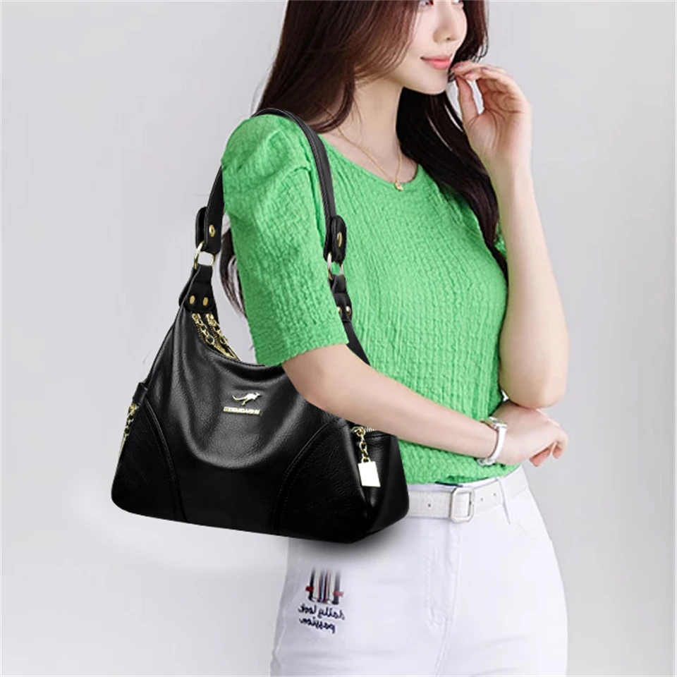 Vintage Leather Shoulder Bag For Women Luxury Women’s Large Capacity Handbag Casual Shoulder Bag Fashionable Versatile Bag