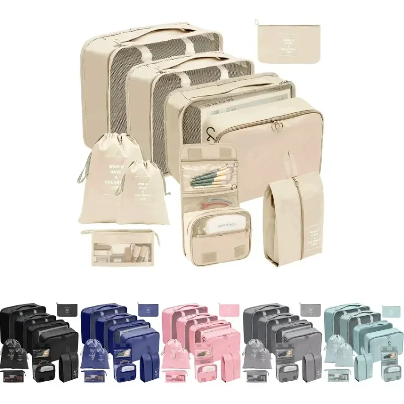 10Pcs Suitcase Storage Bag Foldable Shoes Clothes Underwear Sort Makeup Bag Travel Essentials Organizer Pouch