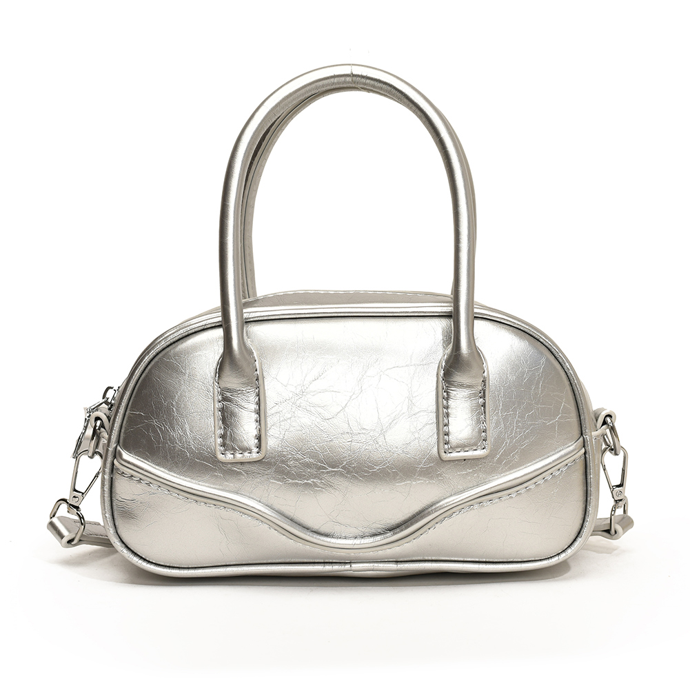 Handheld Bowling Bag PU Leather Crossbody Bag Versatile Casual Small Square Bag for Women Work Shopping Travel