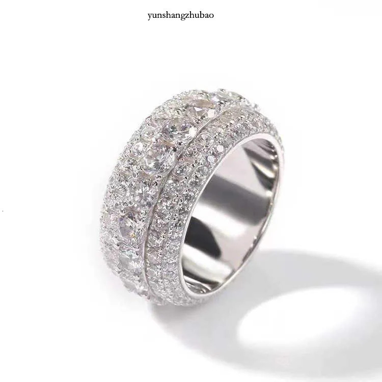 Sier Ring Moissanite Designer Jewelry Fashion Ice Crystal Men Women Hip Hop Free shipping