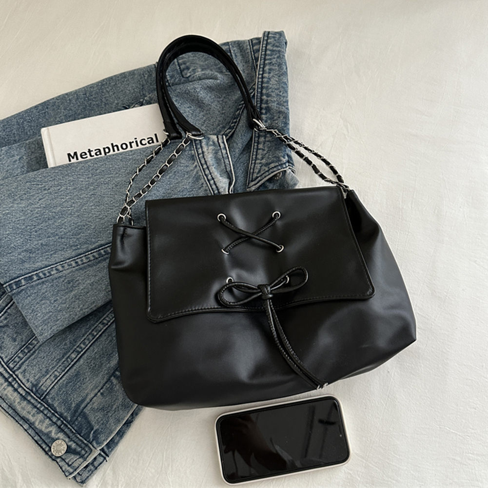 Women Fashion Underarm Bag Large Capacity Bow Flap Shoulder Bag Stylish Messenger Bag Chic Hobo Bag for Outdoor Travel