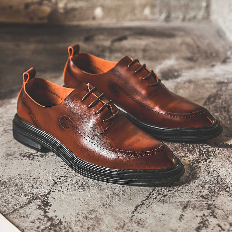 Men Dress Shoes Mens Shoes Spring New Low Leather Pointed Mens Business Shoes Mens British Leather Shoes 241009