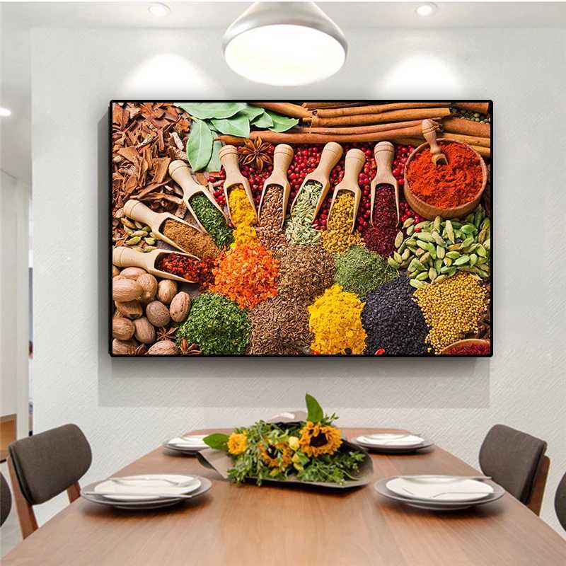 Grain spice spoons for living room home decoration kitchen food oil paintings posters and prints Cuadros wall art pictures X241107