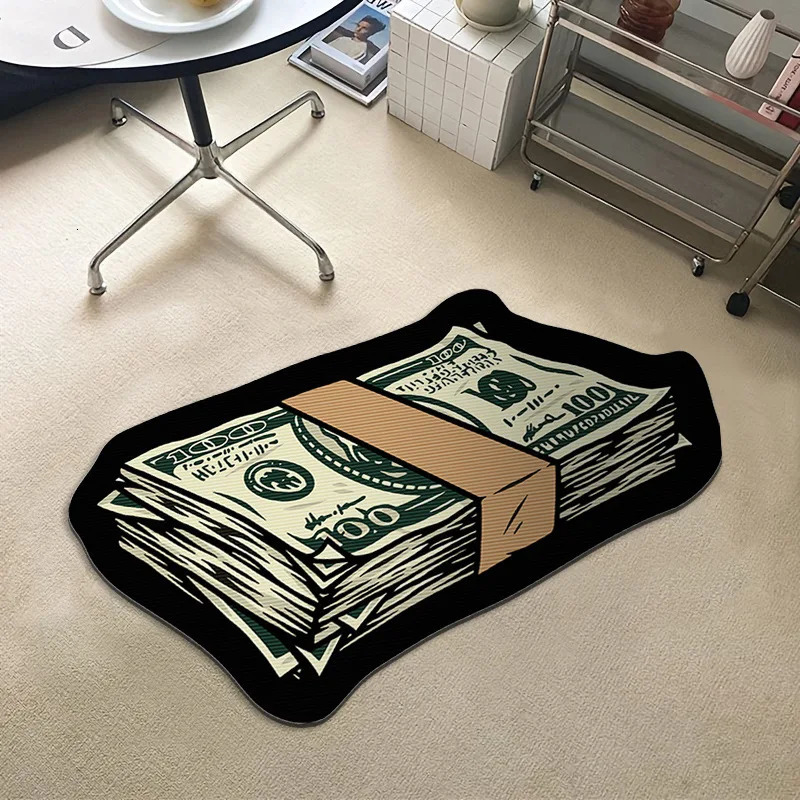 Dollar Carpet Banknote Series Shaped Floor Mat Fun Foot Mat Living Room Sofa Coffee Table Mat 241108