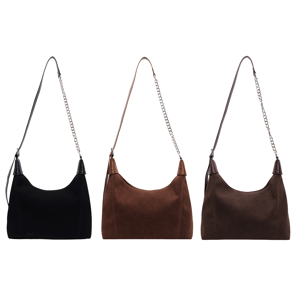 Women Chic Hobo Bag Large Capacity Stylish Crossbody Bag Solid Color Trendy Satchel Bag Adjustable Strap Simple Commuting Bag