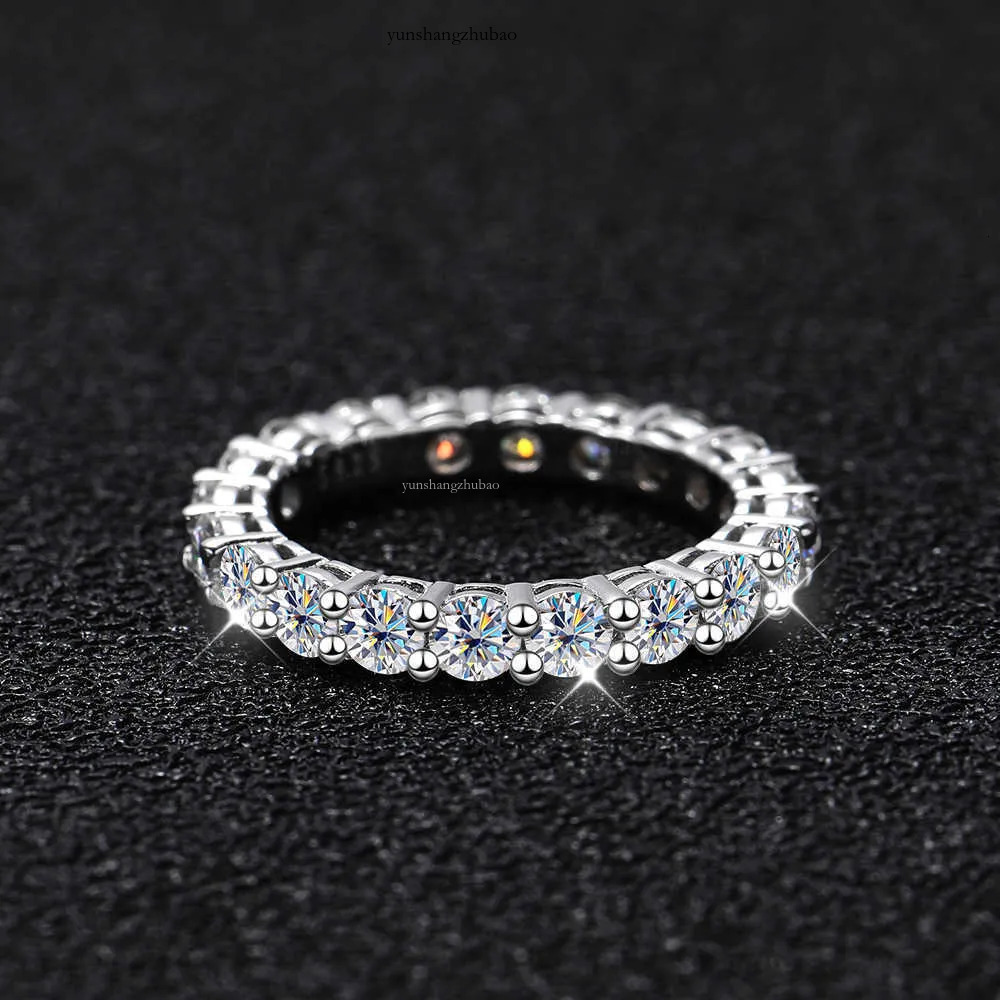 Band 22 Ct Full Moissanite Row For Women Sterg Sier D White Gold Dia Rings Eternity Wedding Fine Jewelry