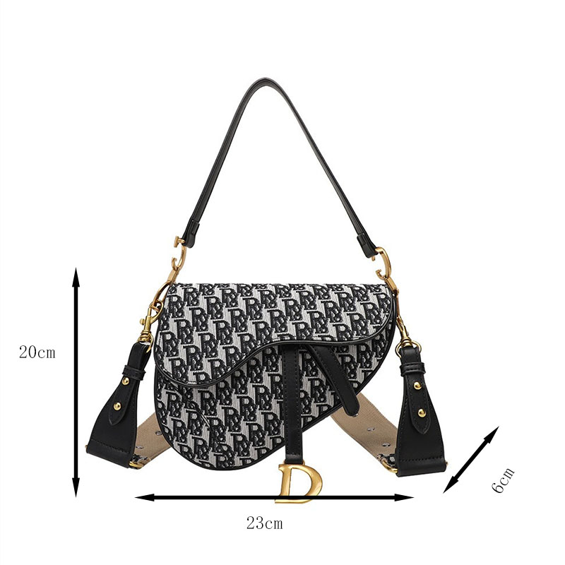 Canvas Women's Hundred Handbag Crossbody Saddle Bag Comfortable Shoulder Strap Women Large Capacity Letter Underarm Bags