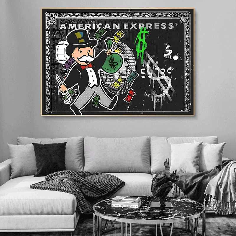 Alec Monopoly Express Canvas Posters and Prints Retro Graffiti Wall Art Images Cuadros Home Decor Frameless X241107