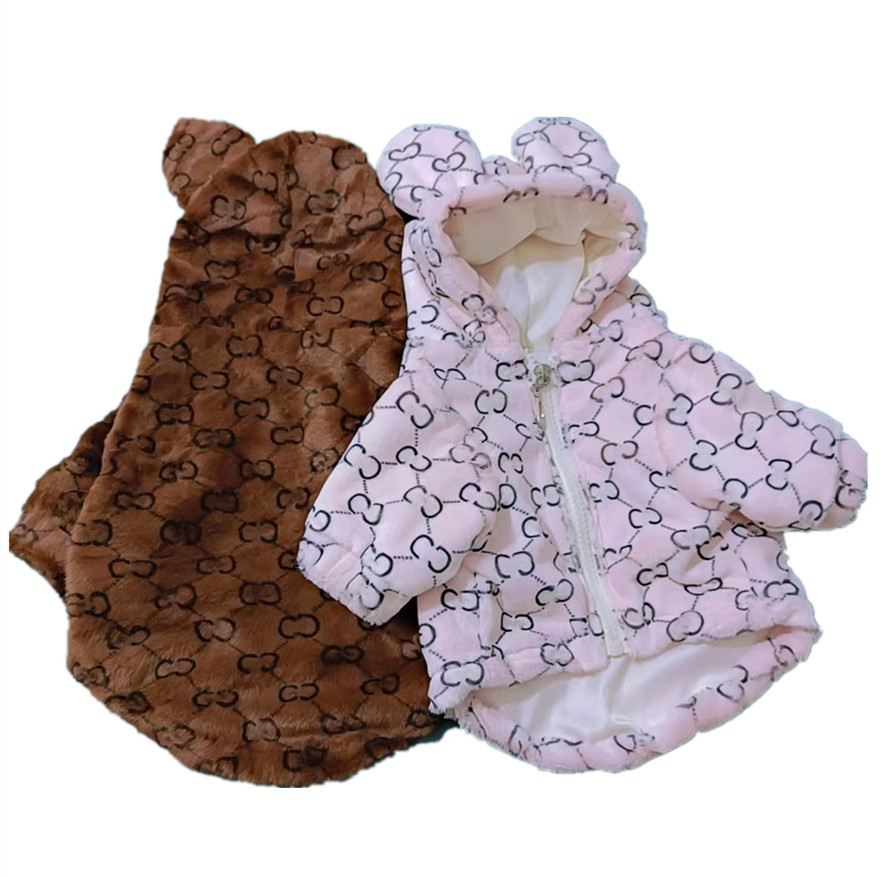 Designer Pet Dog Fur Hooded Classic Rabbit Hat Autumn and Winter Thickened Coat Fadou Bears corgi Cute Fashion Jacket White Pink brown Free shipping