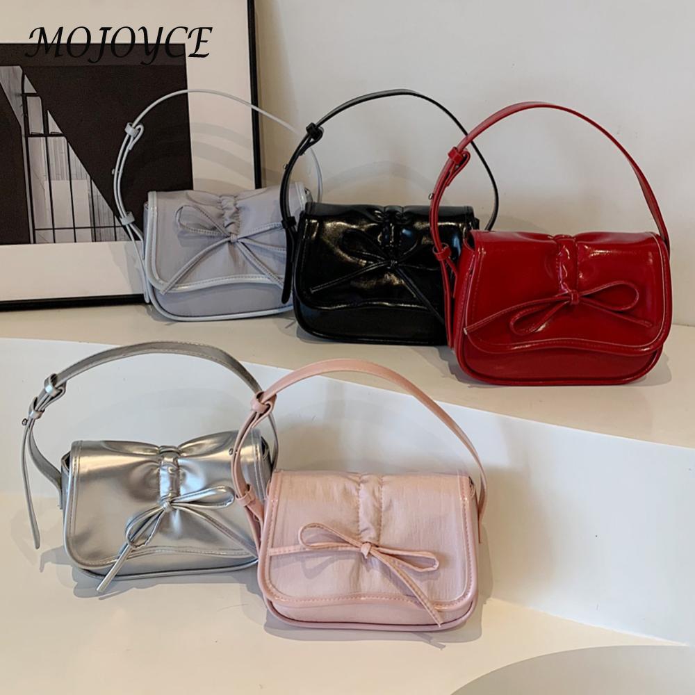 Underarm Bag for Women Bow Tie Crossbody Bag Pu Leather Adjustable Strap Hobo Bag Clutch Purse for Travel Work