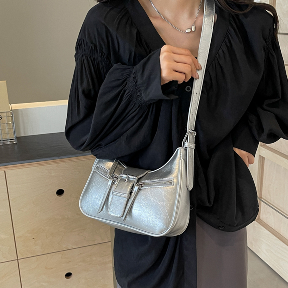 Women Vintage Shoulder Bag PU Leather Retro Armpit Purse Solid Color Luxury Satchel Bag Girls Outdoor Daily Bag