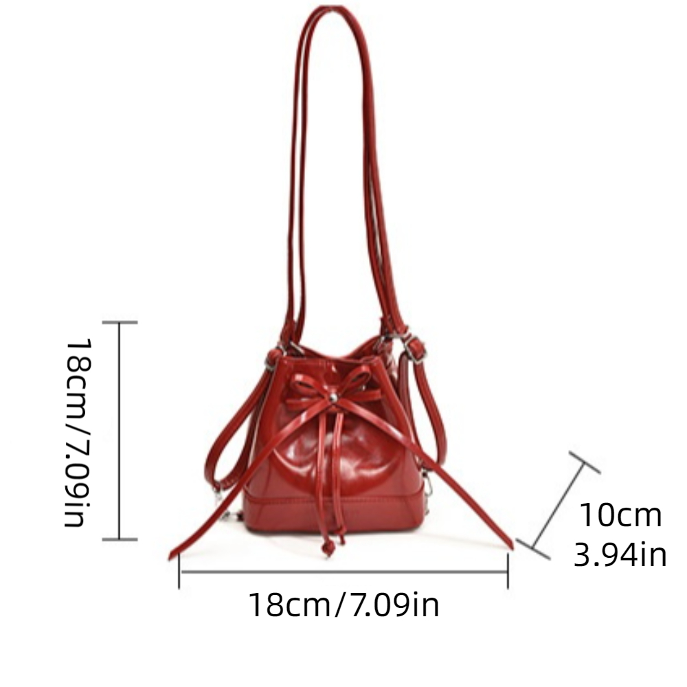 Portable Preppy PU Bowknot Backpack Solid Color Large Capacity Students Backpack Casual Sweet Shoulder Bag Unisex
