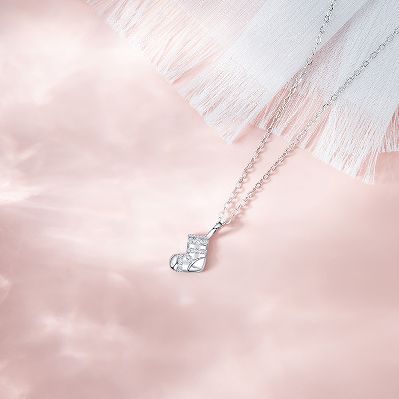 Festive Christmas Socket Necklace with Sparkling Zirconia Detail - Unique Gift Idea for Her