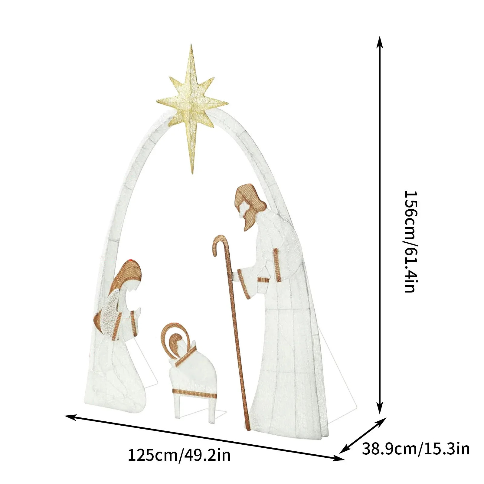 Outdoor Christmas Decoration Lighted Nativity Set 5ft Jesus Scene With LED Lights For Holiday Lawn Garden Decor 241107