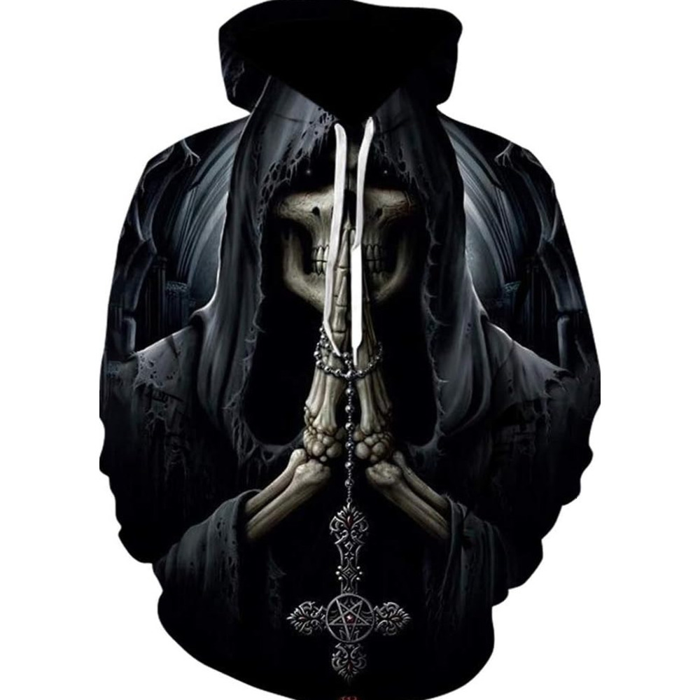 Hoodie for Mens Womens Hoodies Men Skull 3D Graphic Print Sweatshirts Pullover Tops with Pocket Graphic Trendy skull pattern