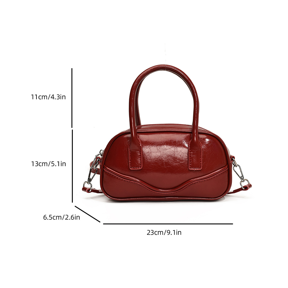 Handheld Bowling Bag PU Leather Crossbody Bag Versatile Casual Small Square Bag for Women Work Shopping Travel