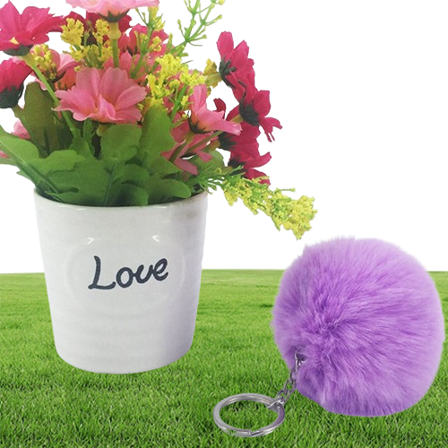 Artificial Rabbit Fur Ball Plush Fuzzy Fur Key Chain Ball Keychain Car Bag Keychain Key Ring Pendant Jewelry with Ring sxjun2