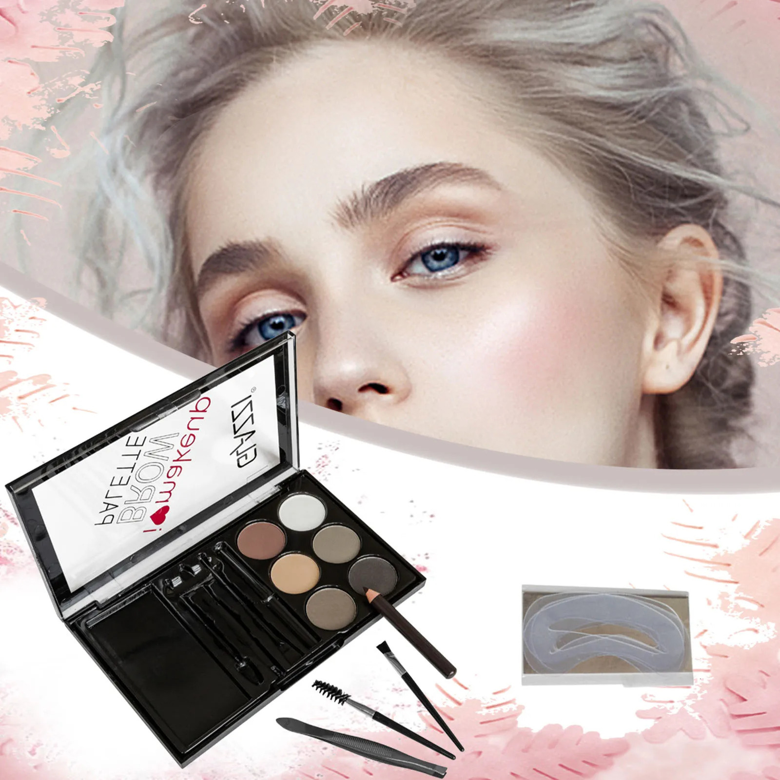 Natural Brown Eyelid Powder Palette Eyelid Contour Enhancer Eyelid Shadow Stamping Waterproof Makeup Kit 241107