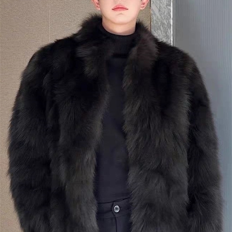 Fur Thickened Men Faux Coat Male Warm Overcoat Long Sleeve Winter Jacket Fluffy Plush Coats