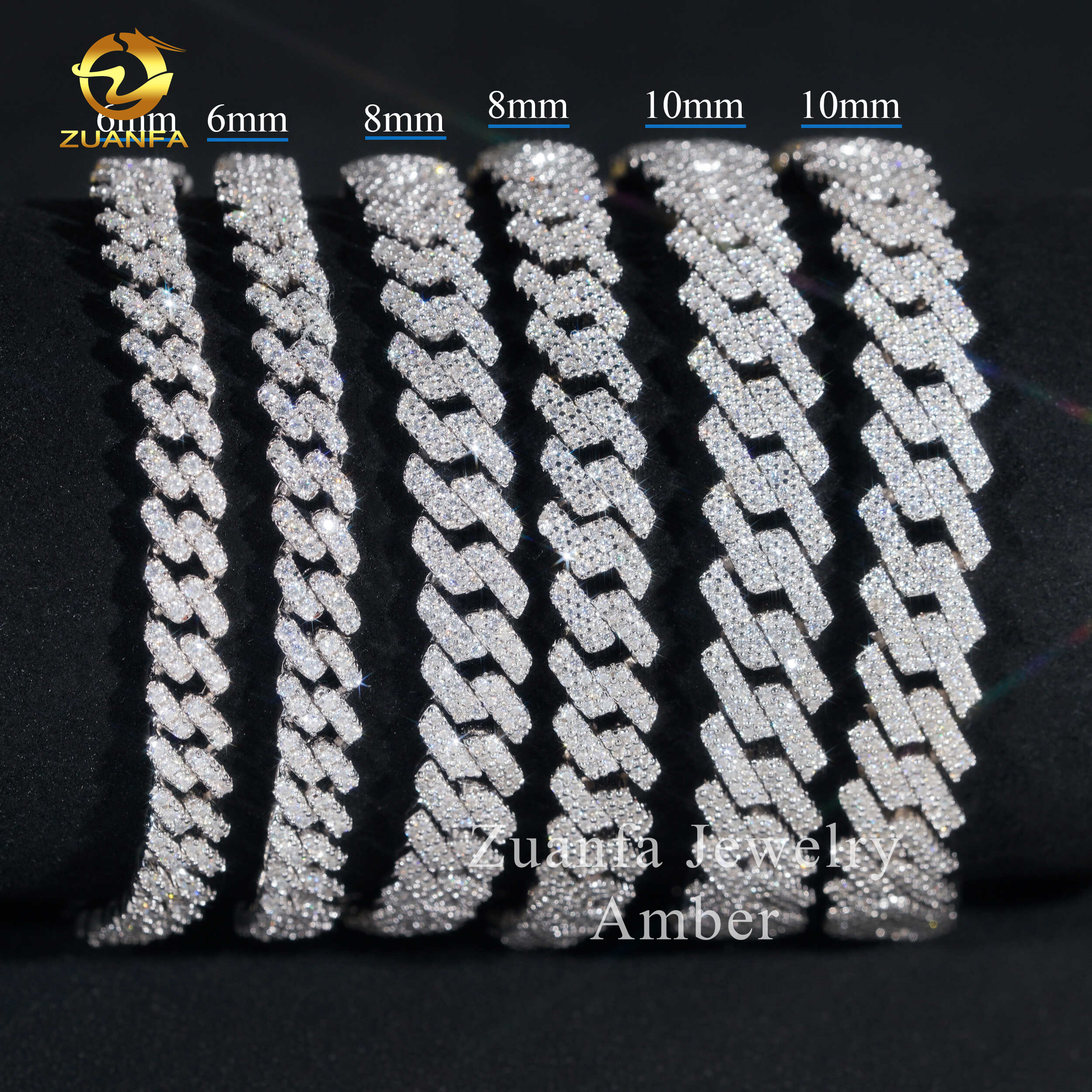 hot sale fine jewelry lab dia s sterg sier rhodium plated moissanite men cuban k bracelet