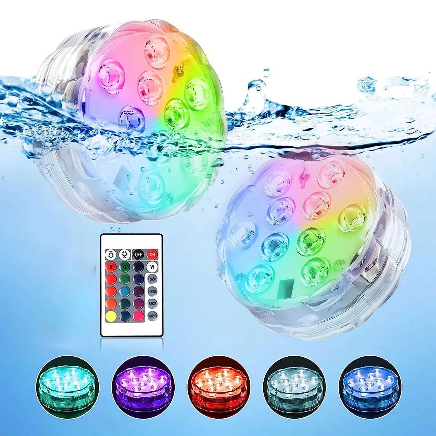 Submersible Led Lights With Remote Battery Operated Underwater Pond Bathtub Hot Tub Spa Swimming Pool Fountain Vases Fish TankLX241107