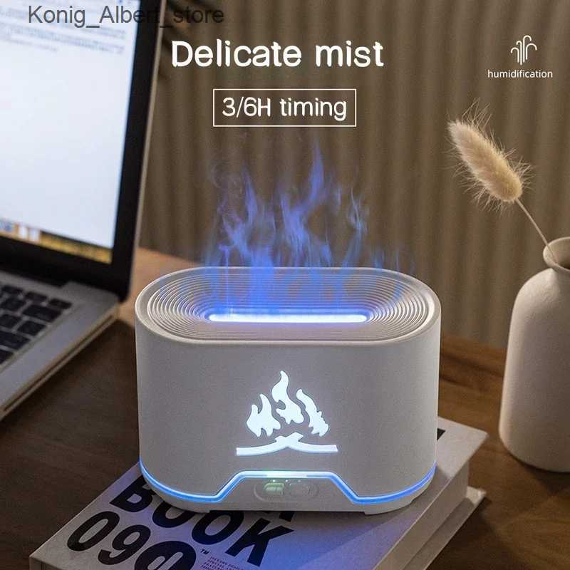 Aromatherapy 300ML remote control flame aroma diffuser air humidifier ultrasonic atomizer essential oil flame lamp 7-color diffuser L240910
