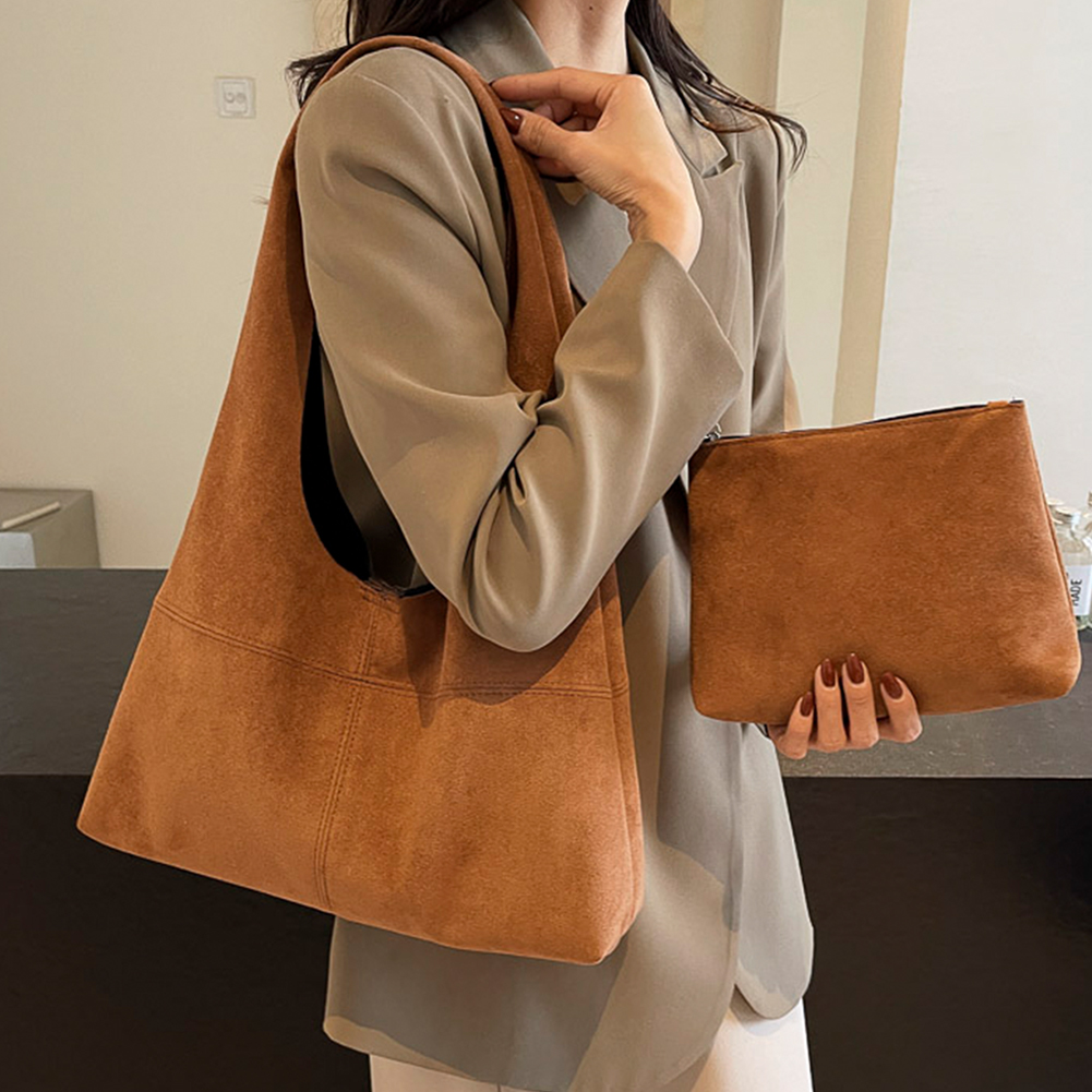 Suede Slouchy Handbag Purse for Women Suede Shoulder Bag Retro Winter Women's Bag Fashion Trendy Ladies Shopping Clutch Hobo Bag