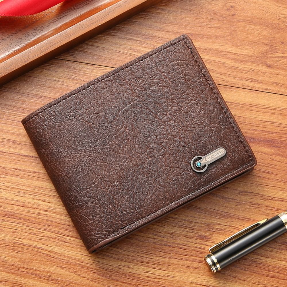 Men Purse Black Coin Wallet Male Business ID Cards Holder PU Leather Multiple Slot Casual Large Capacity Money Bag