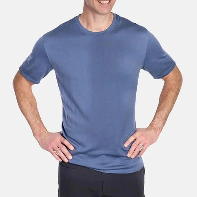 Merino Wool T Shirt Mens 175micro Base Layer Tee Men 180GSM Wicking Breathable Quick Dry AntiOdor USA Size 241108