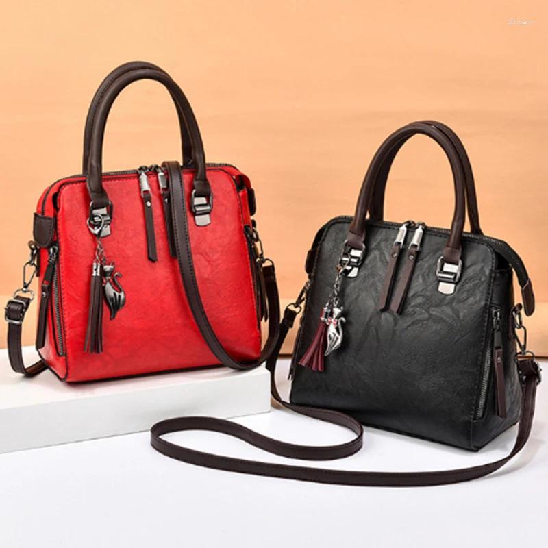 2025 NEW Shoulder Bags Vintage Handbag Women PU Leather Tassel Top-handle Bag Fashion Lady Tote Large Capacity Shopping Purse Bolsa zhanyishengli