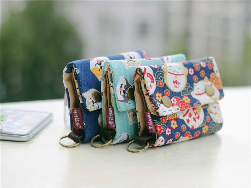 Canvas Women Cartoon Totoro Cat Printed Dog Fold Short Wallet Organizer Cute Mini Money Key Bag Coin Pocket Purse for Children