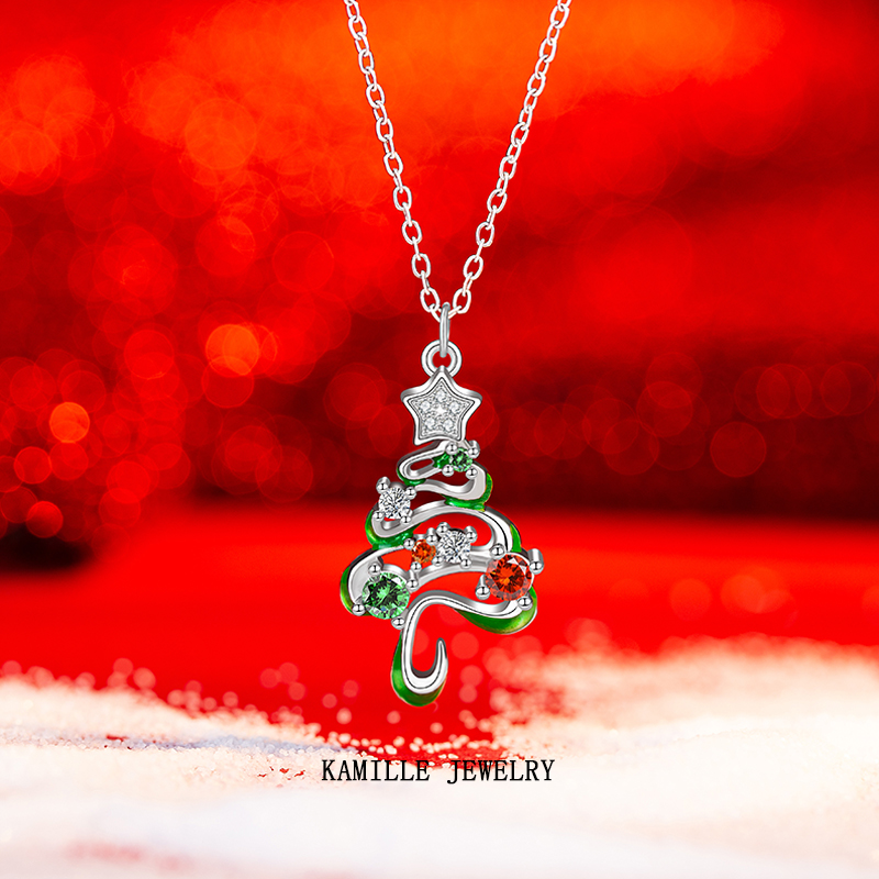 Elegant Women's Christmas Star Necklace Featuring Sparkling Zircon Stones