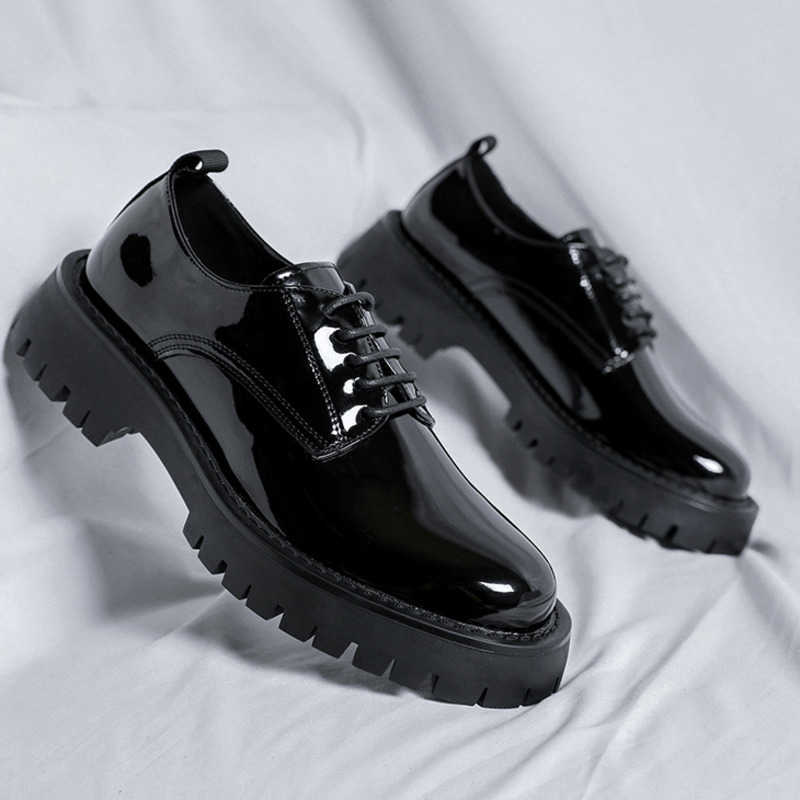 Men Dress Shoes For Men Korean Version Leather Shoes British Style Youth Business Trend Shoes Height Lace Up Suit Leather Work Shoes 241009