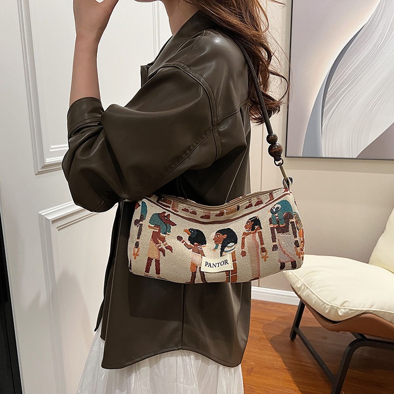 Original Pharaoh Bag Jacquard New Fashion Retro Tote Casual Shoulder Large Capacity Handbag Embroidery Vintage Bags for Women