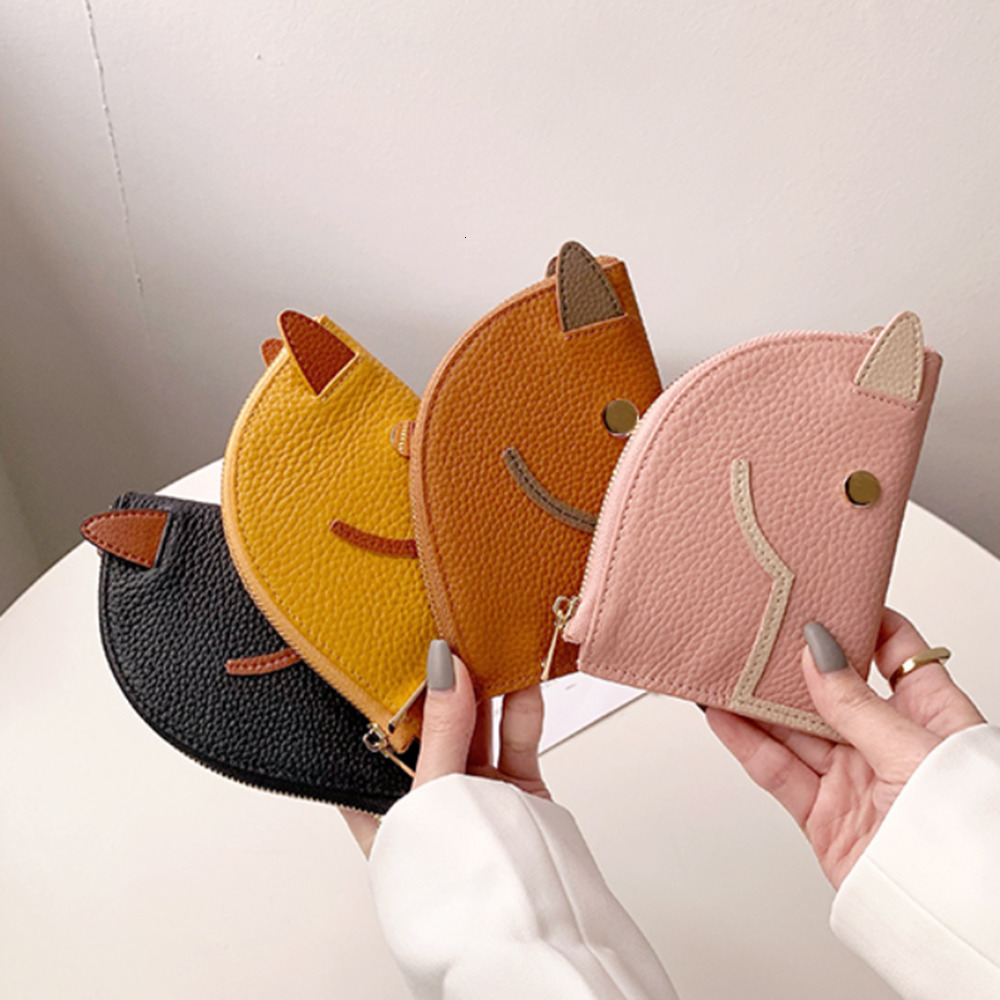Cowhide Zip Coin Purse Fashion Classic Genuine Leather Horse Head Women Wallet Design Fancy Lady Cash Card Holder Pocket