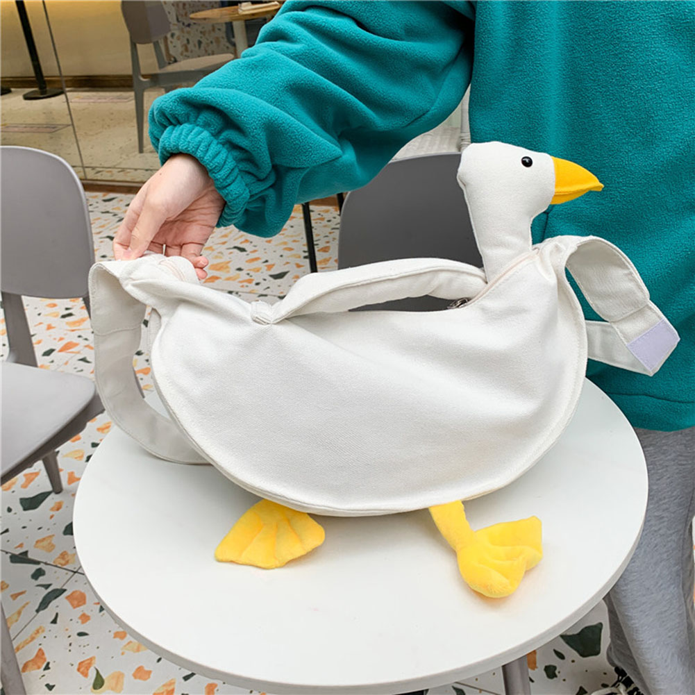 Women Silly Goose Bag Adjustable Strap Canvas Goose Crossbody Bag Large Capacity Goose Animal Satchel Bag Daily Bag for Girls